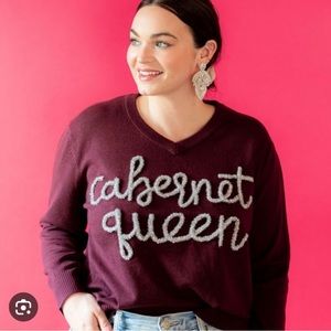 Queen of Sparkles “Cabernet Queen” Maroon Knit Sweater L